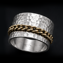 Silverring 925. Hamrad. Mässing