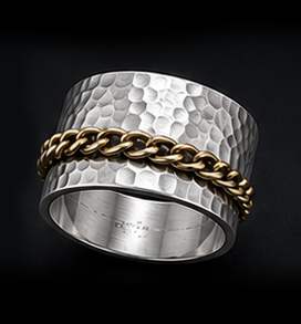Silverring 925. Hamrad. Mässing