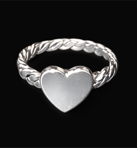 Silverring 925 Hjärta flätad ring