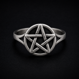 Slät Silverring 925 pentagram