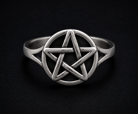 Slät Silverring 925 pentagram
